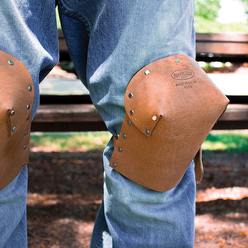 Bucket Boss Pro Leather Knee Pads 92013, Tan|Brown - Image 5
